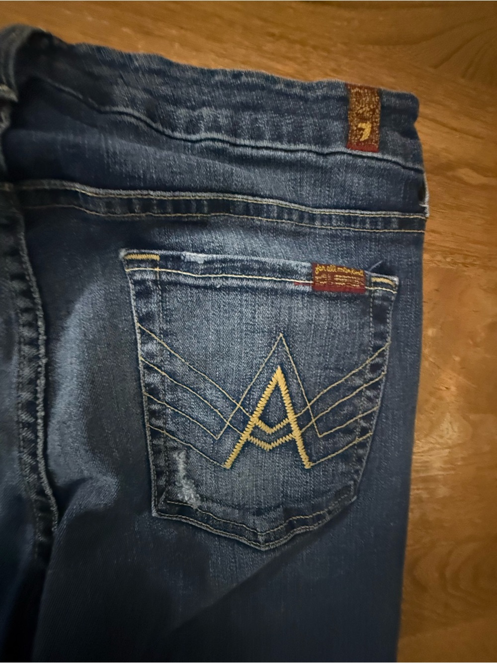 7 For All Mankind Women's Blue Flare Jeans - Picture 6 of 9